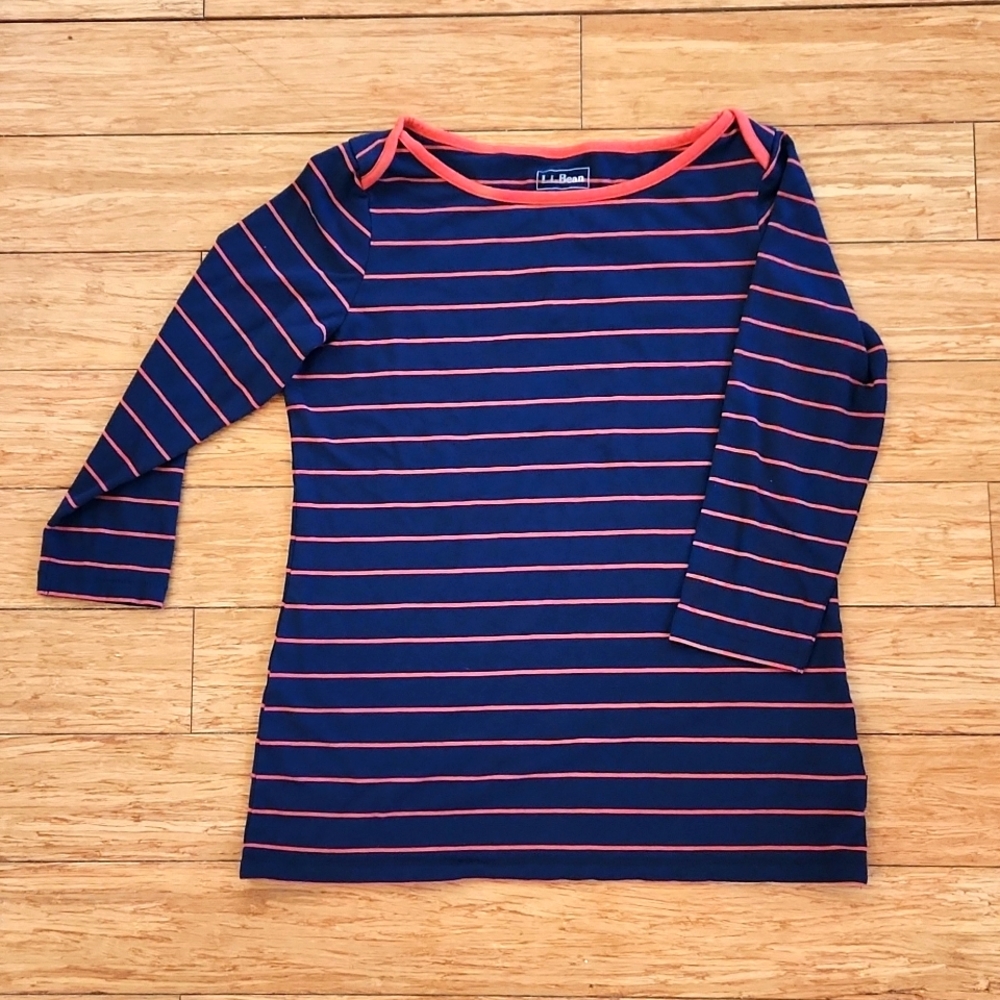 L.L.Bean 3/4 sleeve striped top